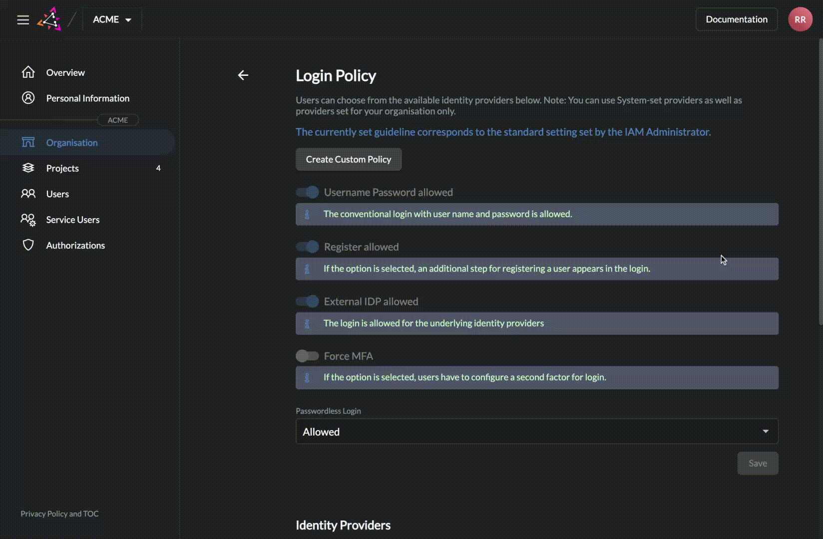 Add custom login policy